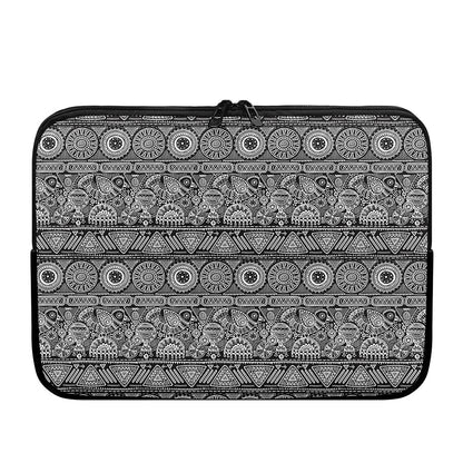 Black And White Ethnic Pattern Print Laptop Sleeve