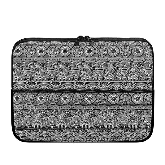 Black And White Ethnic Pattern Print Laptop Sleeve