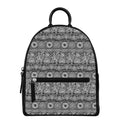 Black And White Ethnic Pattern Print Leather Backpack