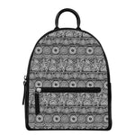 Black And White Ethnic Pattern Print Leather Backpack