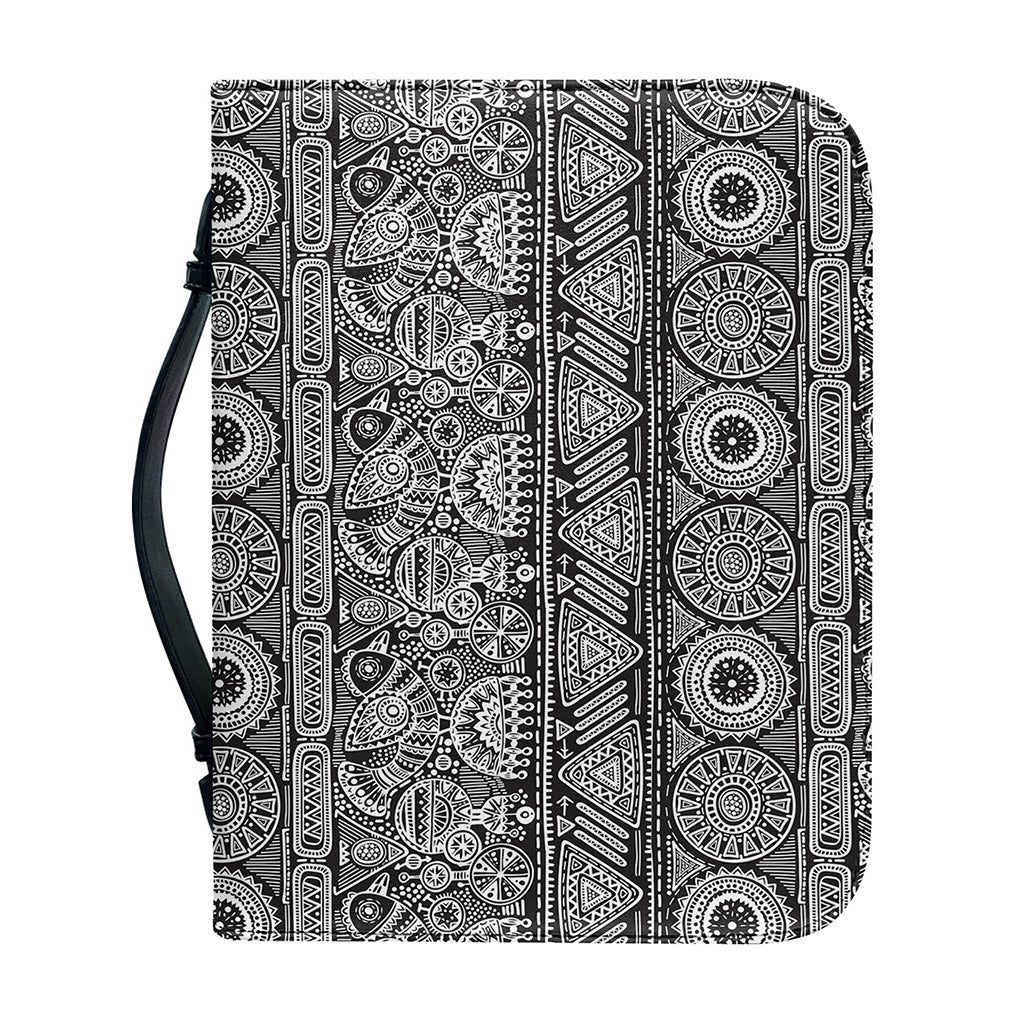 Black And White Ethnic Pattern Print Leather Bible Cover