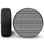Black And White Ethnic Pattern Print Leather Spare Tire Cover