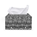 Black And White Ethnic Pattern Print Leather Tissue Box Cover