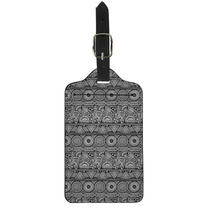 Black And White Ethnic Pattern Print Luggage Tag