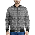 Black And White Ethnic Pattern Print Men's Bomber Jacket