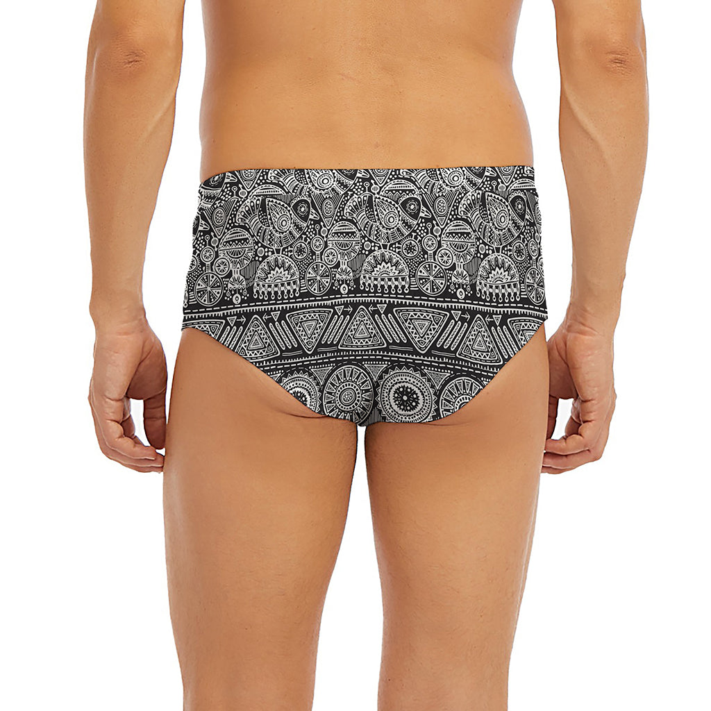 Black And White Ethnic Pattern Print Men's Briefs
