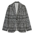 Black And White Ethnic Pattern Print Men's Cotton Blazer
