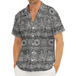 Black And White Ethnic Pattern Print Men's Deep V-Neck Shirt