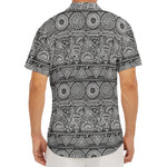 Black And White Ethnic Pattern Print Men's Deep V-Neck Shirt