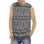 Black And White Ethnic Pattern Print Men's Fitness Tank Top
