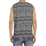 Black And White Ethnic Pattern Print Men's Fitness Tank Top