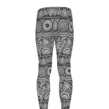 Black And White Ethnic Pattern Print Men's leggings