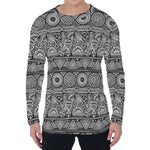 Black And White Ethnic Pattern Print Men's Long Sleeve T-Shirt