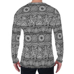 Black And White Ethnic Pattern Print Men's Long Sleeve T-Shirt