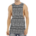 Black And White Ethnic Pattern Print Men's Muscle Tank Top