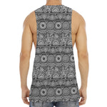 Black And White Ethnic Pattern Print Men's Muscle Tank Top