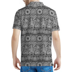 Black And White Ethnic Pattern Print Men's Polo Shirt