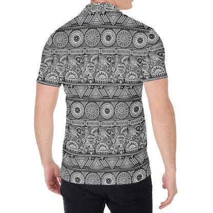 Black And White Ethnic Pattern Print Men's Shirt