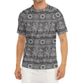 Black And White Ethnic Pattern Print Men's Short Sleeve Rash Guard