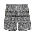 Black And White Ethnic Pattern Print Men's Athletic Shorts