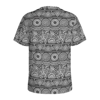 Black And White Ethnic Pattern Print Men's Sports T-Shirt