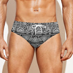Black And White Ethnic Pattern Print Men's Swim Briefs