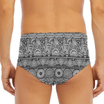 Black And White Ethnic Pattern Print Men's Triangle Swim Briefs