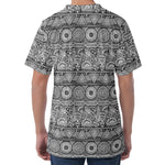 Black And White Ethnic Pattern Print Men's Velvet T-Shirt