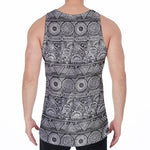 Black And White Ethnic Pattern Print Men's Velvet Tank Top