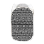 Black And White Ethnic Pattern Print Mesh Laundry Hamper