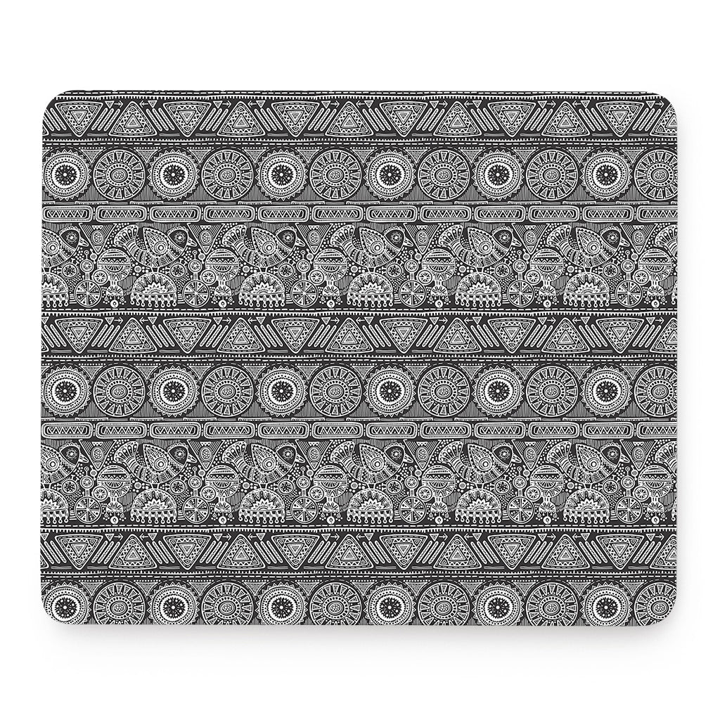 Black And White Ethnic Pattern Print Mouse Pad