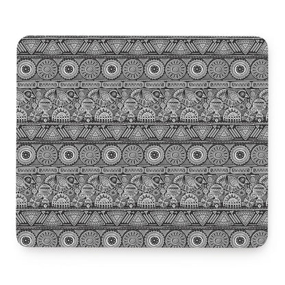 Black And White Ethnic Pattern Print Mouse Pad