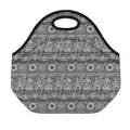 Black And White Ethnic Pattern Print Neoprene Lunch Bag