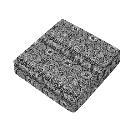 Black And White Ethnic Pattern Print Outdoor Seat Cushion Cover
