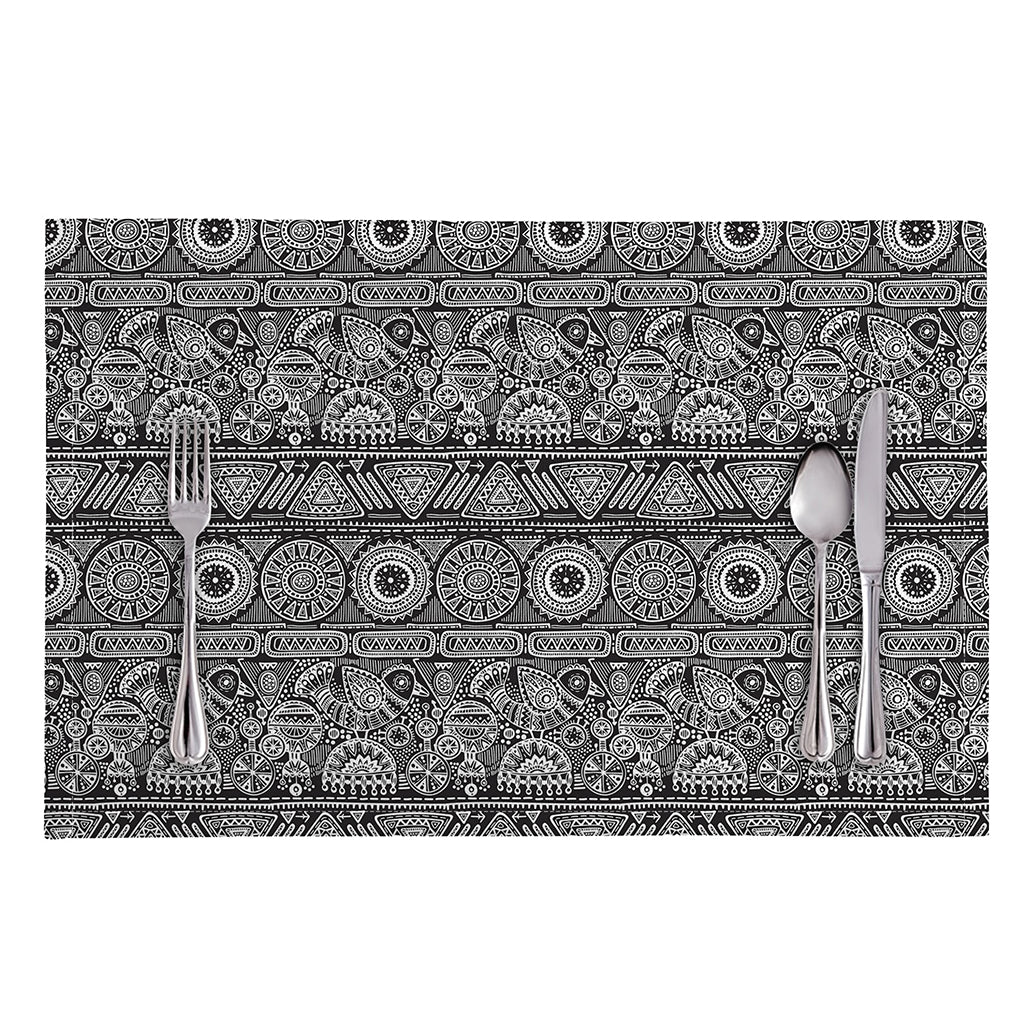 Black And White Ethnic Pattern Print Placemat