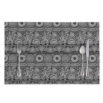Black And White Ethnic Pattern Print Placemat