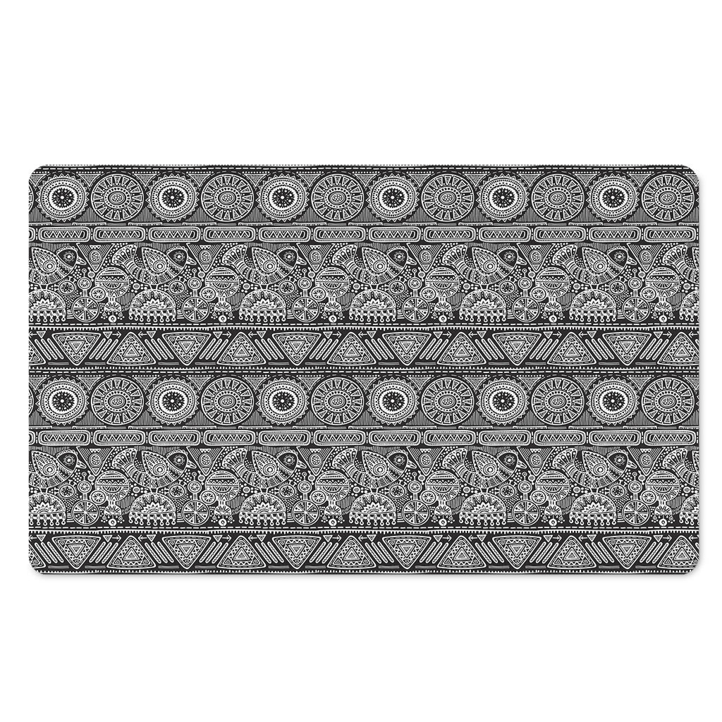 Black And White Ethnic Pattern Print Polyester Doormat