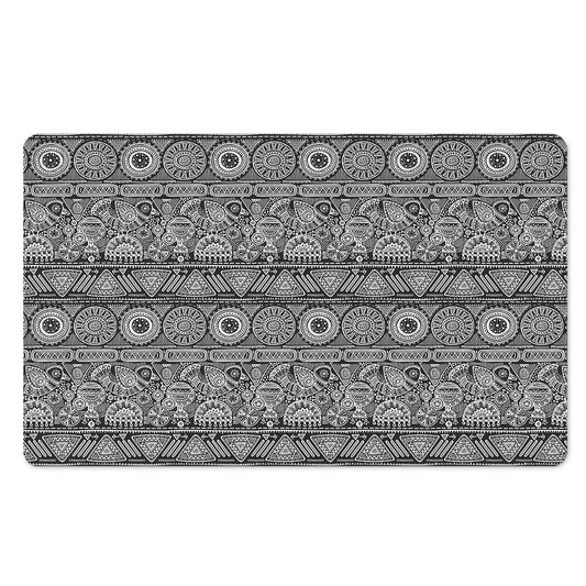 Black And White Ethnic Pattern Print Polyester Doormat