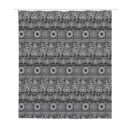 Black And White Ethnic Pattern Print Polyester Shower Curtain