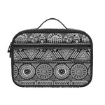 Black And White Ethnic Pattern Print Portable Lunch Bag