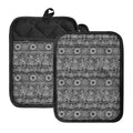 Black And White Ethnic Pattern Print Pot Holders With Pocket