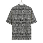 Black And White Ethnic Pattern Print Rayon Hawaiian Shirt