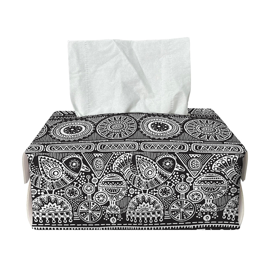 Black And White Ethnic Pattern Print Rectangle Tissue Box Cover