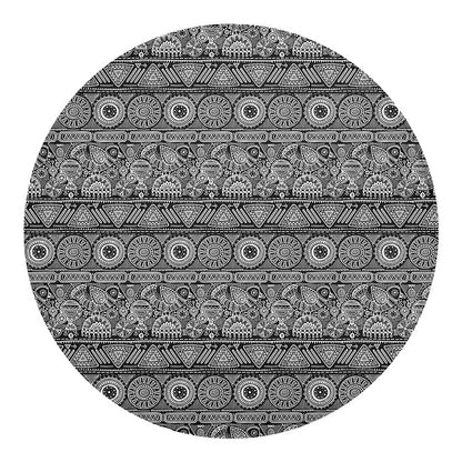 Black And White Ethnic Pattern Print Round Blanket