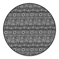 Black And White Ethnic Pattern Print Round Floor Mat
