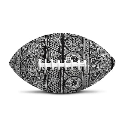 Black And White Ethnic Pattern Print Rugby Ball