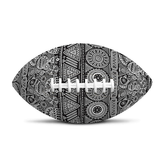Black And White Ethnic Pattern Print Rugby Ball