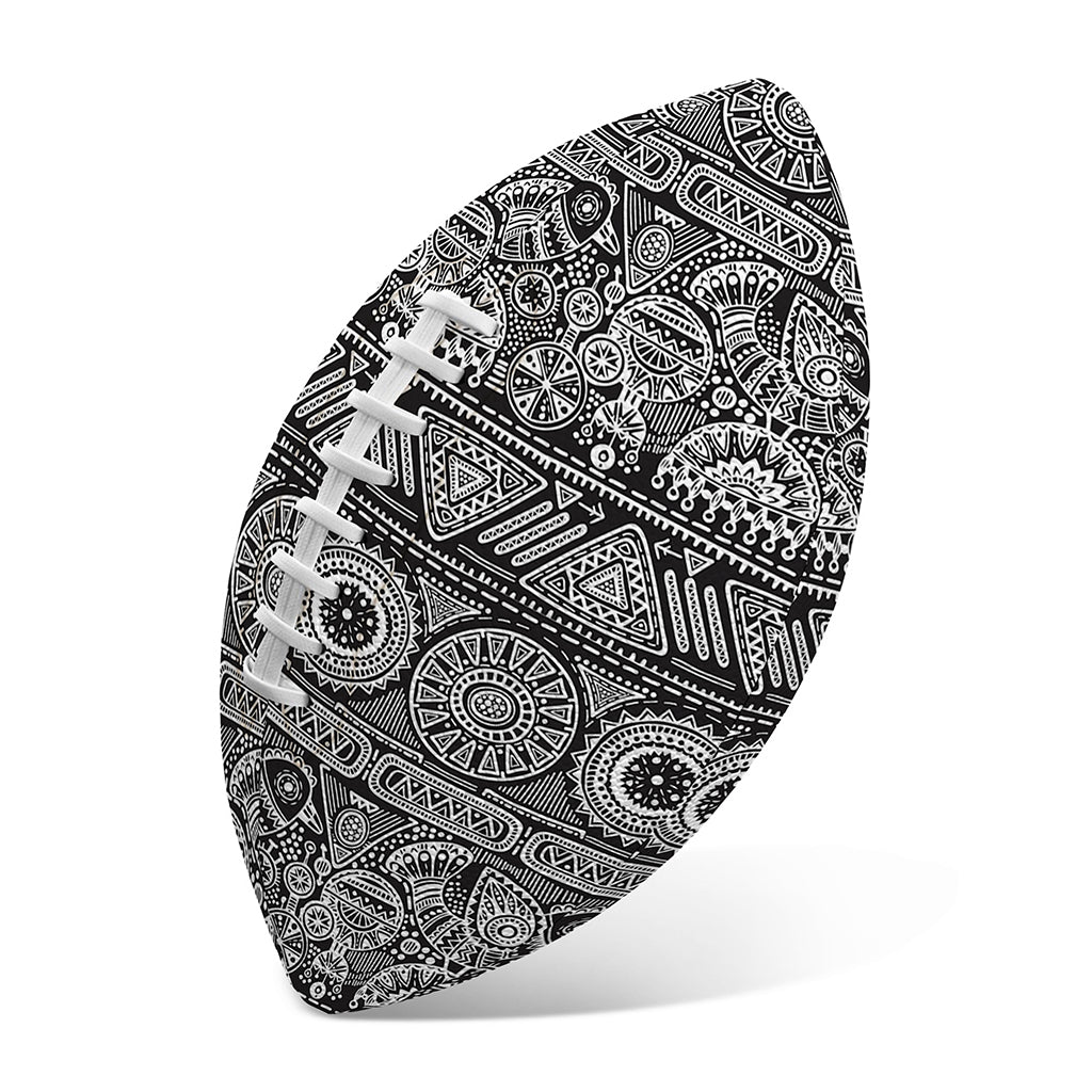 Black And White Ethnic Pattern Print Rugby Ball