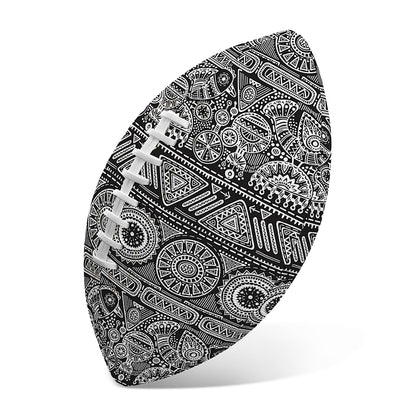 Black And White Ethnic Pattern Print Rugby Ball