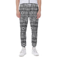 Black And White Ethnic Pattern Print Joggers